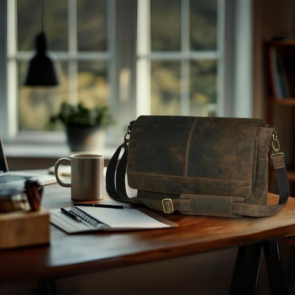 🆕Leather Village Men & Women Brown Vintage Leather Messenger Handmade Bag - Picture 9 of 10